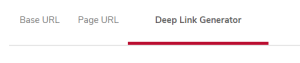 the deep link page with the Deep Link Generator tab circled