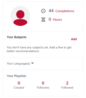 learner home with playlist count visible