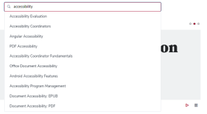 search box on learner home with auto-populated search results visible