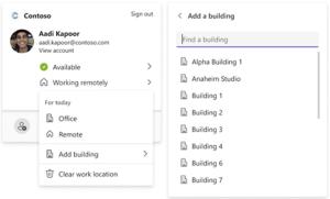 screenshot of where location is displayed in Teams