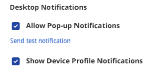 Notification options