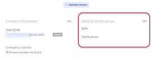 Skills and Certifications section added