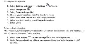Instructions to activate MS Teams Voice Profile