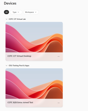 windows app dashboard with available resources