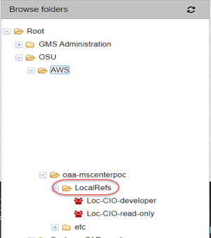 browse folders panel open with the LocalRefs folder highlighted