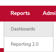 the reports menu expanded with the dashboard menu item highlighted 