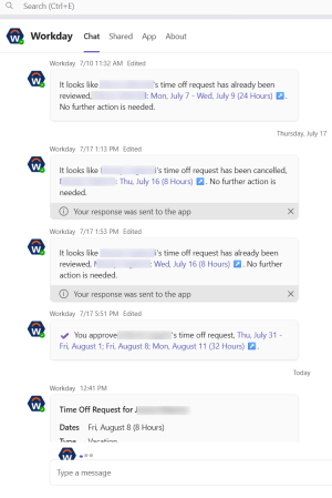 Manager interface in Workday Everywhere with tasks completed