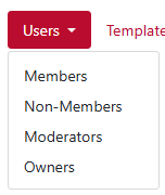 Users menu open