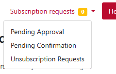 Subscription Request menu