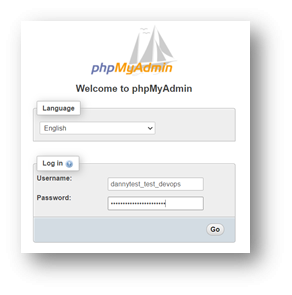 log in window for the PHP interface