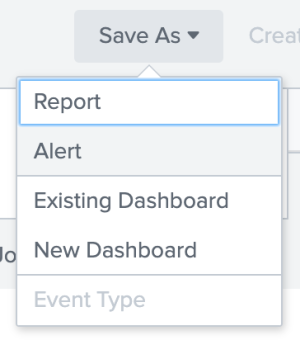 Save as menu open with Alert highlighted