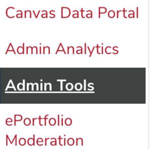 Admin Tools link highlighted in ScarletCanvas