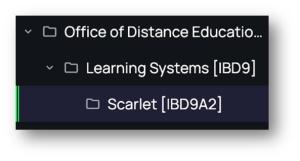 Scarlet subfolder highlighted under the Office of Distance Education and eLearning folder