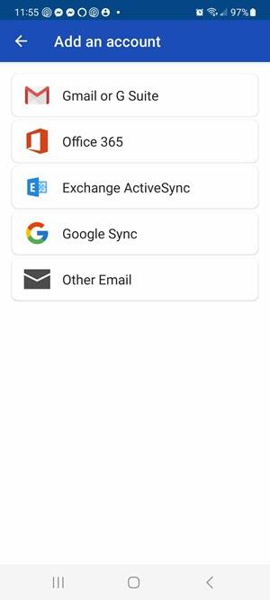 Add mobile account window