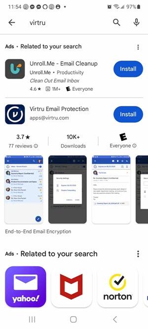 Mobile store with virtru selected