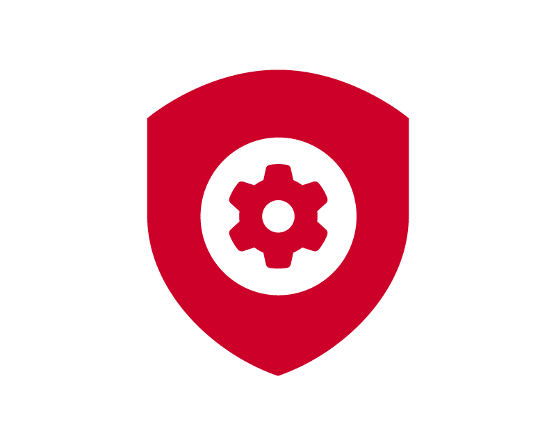 Gear inside a shield icon